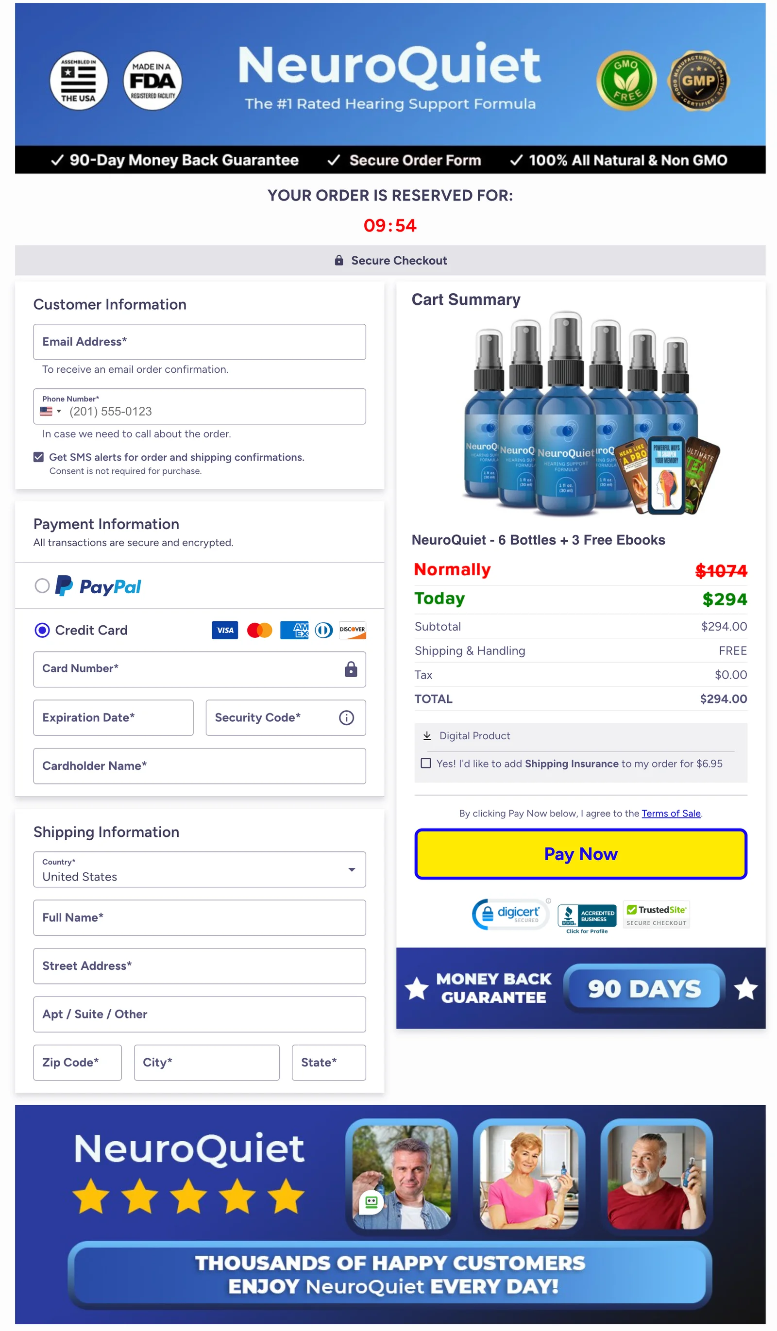 neuroquiet Checkout Page